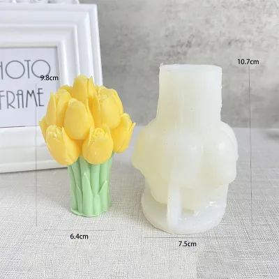 Easy to Demold Handmade Silicone Tulips Bouquets Shape Candle Mold Factory Wholesale Eco Friendly Custom Flower Molds Home DIY