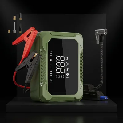 Multifunctional Portable 15V Air Compressor Tire Inflator with Car Battery Jump Starter QC3.0 USB Output LED Light 150psi