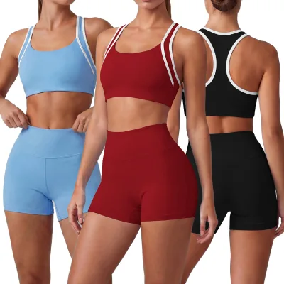 Women's Winter Fashion Plus Size Yoga Set 2-Piece Sports Bra & Cycling Shorts High Elastic Waist Active Stretch Nylon/Spandex
