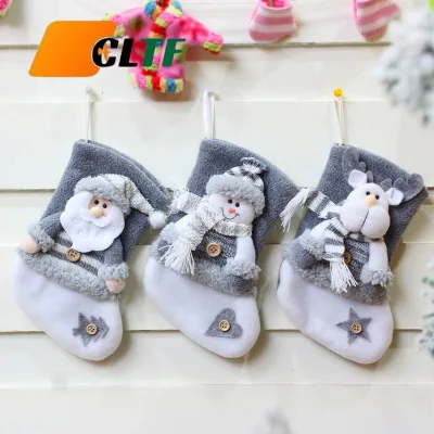 Thick Flannel Festival Hanging Ornament Soft Xmas Sack Gift Bag Large Capacity Holiday Decor Fireplace Tree Christmas Stocking