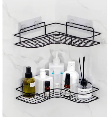 Corner No Drilling Shower Caddy Wall Mounted Bathroom Corner Storage Shelf With Hooks Shower Caddy Corner