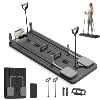 Multifunctional 8 in 1 Home Pilates Board Portable Push up bar Ultimate Pilates Exercise Board Resistance Band Combination Gym