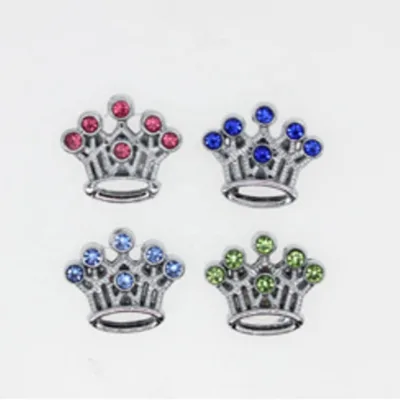 Alloy Metal Crystal 8mm Slide Heart Charm for DIY Jewelry Accessories Crown Shape Charm