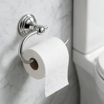 TOPWAY Modern Simple Stylish Zinc Alloy Round Wall-Mounted Toilet Towel and Roll Holder for Bathroom and Hotel Use
