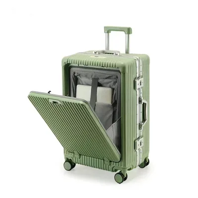 Customized Logo Zipper Aluminum Frame Carry on Luggage ABS PC Travel Bags Luggage for Women