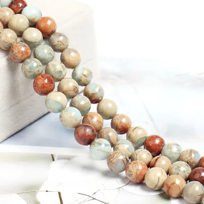 Aqua Terra Jasper 4/6/8/10/12mm Natural Stone Loose Round Matte Serpentine Jasper Beads for Jewelry Making