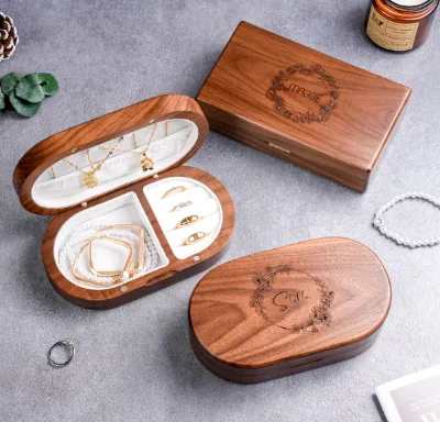 Handmade Solid Walnut Wooden Jewelry Box Custom Engraved Name Color-Personalized Gift for Women Daughter Friend Birthday Wedding