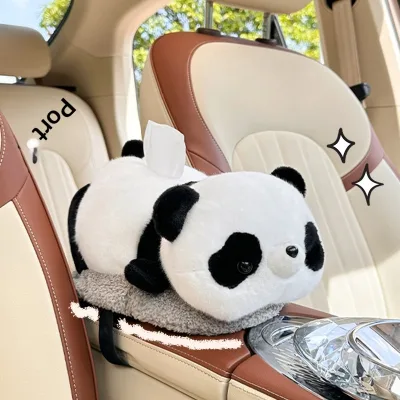 Cute Cartoon Panda Capybara Rabbit Pig Designed Car Tissue Bag with Bamboo Charcoal Bag Deodorizing Plush Armrest Box
