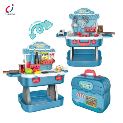 Chengji Tool Table Kids Toy Kitchen Doctor Play 3 in 1 Deformable Suitcase Kids Pretend Play Toy Mechanic Tool Box Set for Kids