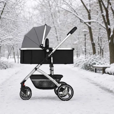 Cross Joint Baby Stroller Frame X Point Spec Silver Rod Grey Cloth Fold Axis Pram Trolley Walk