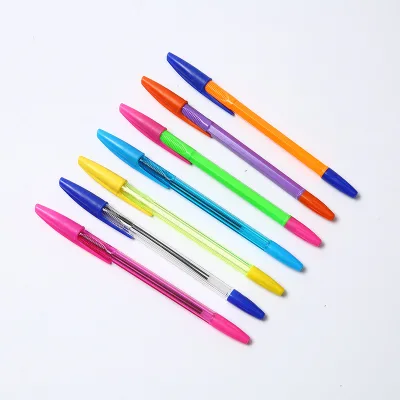 Factory Wholesale Cheap Ballpoint Pen Soft Rubber Grip Transparent Barrel Ball Pen for Student Office Daily Writing