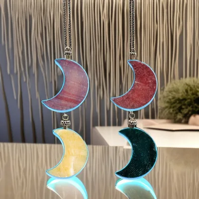 DIY Wholesale Polished Dream Colorful Moon Crystal Handicrafts Engraved Craft Decorative Home Gifts