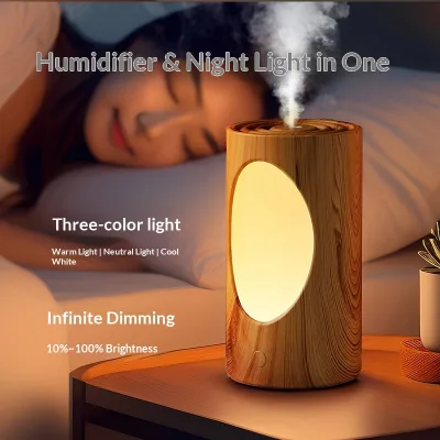 New Tree Hole USB Built-in Battery Soft Light Night Lamp Humidifier Home Silent Bedroom 0.5-1L Large Capacity Rechargeable QL-H7