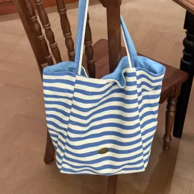 Letter Folding Canvas Bags 2026 New Korean Style Shopping Tote Casual Large Capacity Shoulder Washable Custom LOGO