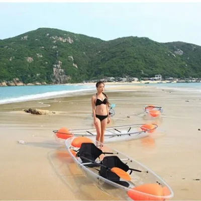 Upscale Solid Seaside 2 Seater Lake Sun Sea Friends Hull Clear Plastic Crystal Boat Glass Bottom Boat