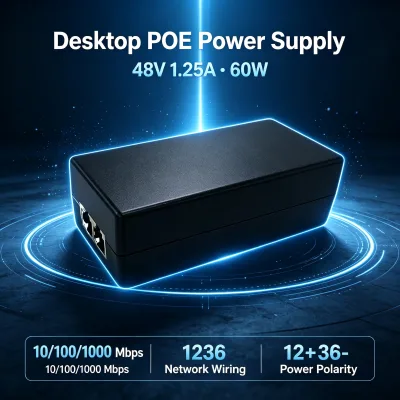 ANPA 48V DC Gigabit PoE Injector 10/100/1000Mbps Smart Detection 3C Certified Plug&Play Stackable 2-Year Warranty Desktop IP