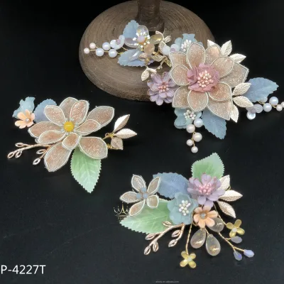 AP-4227T Hot Sale 2024 Products Hand Shaped Flowers Florals in pink Leave Faux CrystalChinese Tradition Jewelry Birthday Present