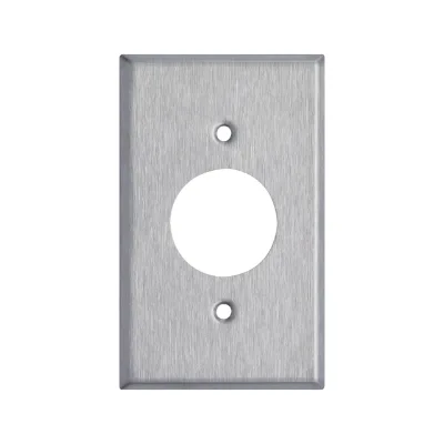 UL Listed 1 Gang Stainless Steel Single Receptacle Wall Plate with 1.406"dia Hole