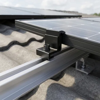 Black Aluminum Solar Panel Mounting Rail Kit Adjustable End Clamps Durable Attractive Design for Rooftop PV System