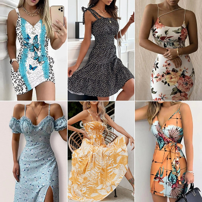 Branded Clothes Plus Size Dress Summer Floral Dresses Women Elegant Party Dress Sleeveless Long Used Clothes