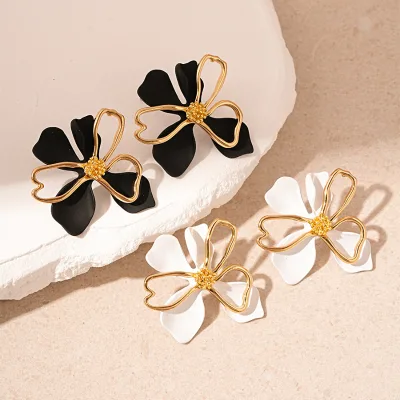 Vintage Sweet Double Layer Ear Stud Exquisite Flower Earrings for Women Versatile Petal Shape Earring Accessories Jewelry Bulk