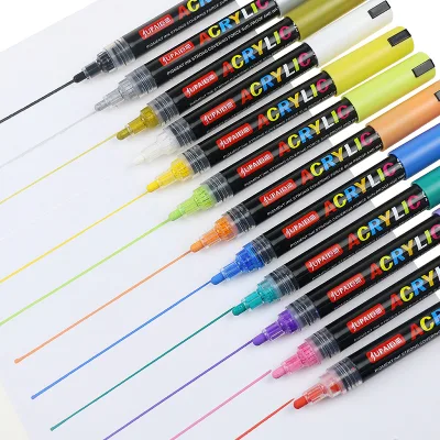BECOL Wholesale 12 Colors Acrylic Paint Marker Permanent Marker Pen Set for Ceramic Rock Glass Porcelain Mug Wood Fabric Canvas