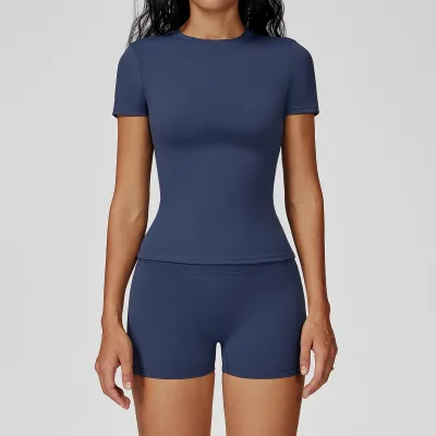 Brushed Yoga Set Crew Neck Slim-Fit Women's High Quality Outdoor Running Sports Fitness Activewear