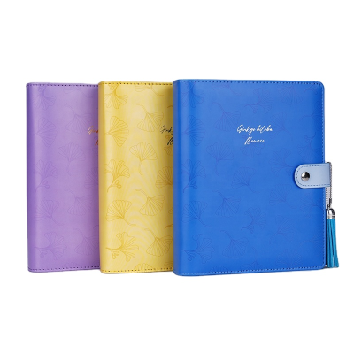 Ring Mechanism Binding PU Journal Planner Leather Journal With Tassel and Belt Closure