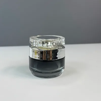 New Fashion Luxury Black Green Red Empty 50g Cosmetic Glass Cream Jar with Silver Lid Good Selling Glass Bottles