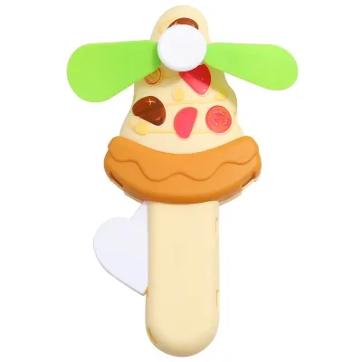 Wholesale Pizza Shape Hand Press Fan Toy Battery Free Mini Manual Handheld Cooling Fan Kids Summer Promotional Giveaway Toy