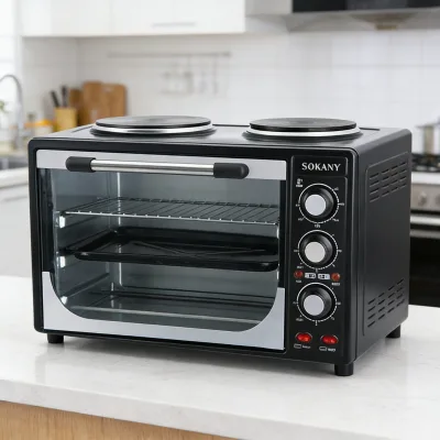 Black Stainless Steel Electric Oven Multifunctional High-power Large Capacity Oven for Household Use