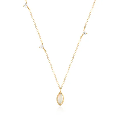 Gemnel Women Dainty 925 Sterling Silver 18k Gold Plated Opal Marquise Cz Necklace
