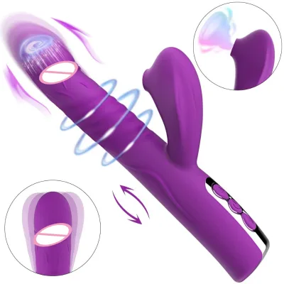 Thrusting Usb Rechargeable Waterproof Double Ears Soft G Spot Silicone Rabbit Vibrator