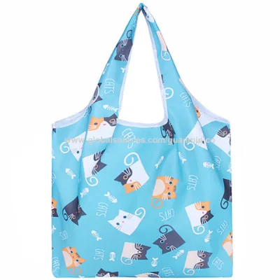Promotional Recycled Eco Friendly Foldable Reusable Supermarket Polyester Shopping Grocery Tote Bag