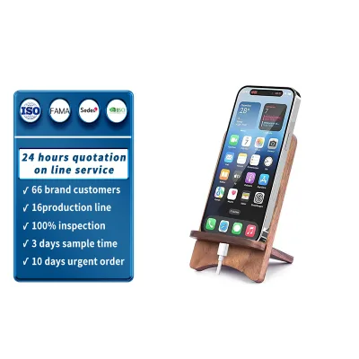 Solid Wood Phone Stand Desktop Wooden Phone Stand Walnut Wood Simple Phone Holder Compatible with All Phones
