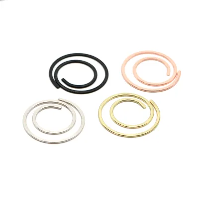 BSCI Factory Custom Flatten Circular Paper Clips - Round Paperclips Gold Rose Gold Black Silver Spiral Metal Flatten Paper Clips