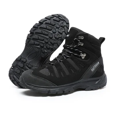 New Men High Top Outdoor Trekking Hiking Shoes Reinforced Toe Arch Support Wear Resistant Mountain Climbing Footwear Large 46 47