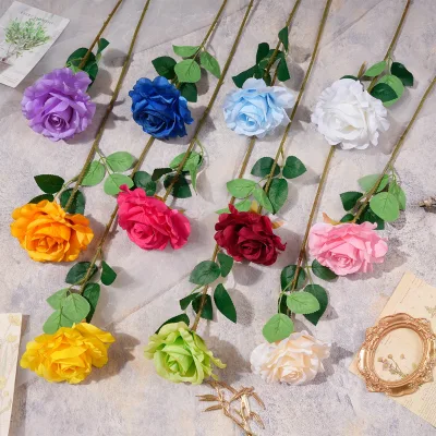 Luxury Bouquet Gifts for Valentine's Day Silk Flowers Love Gift Decor 45CM Single Artificial Rose Flower