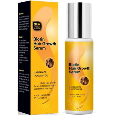 Private Label Biotin Hair Growth Serum with Castor Argan Oil Hair Loss Treatment Formula Regrowth Oil