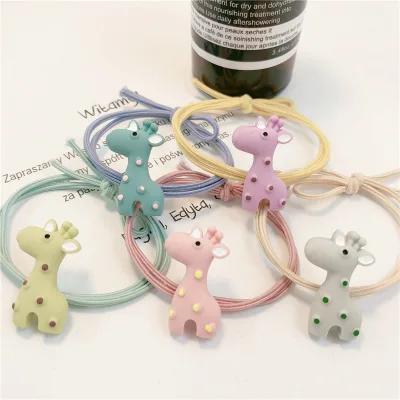 Free Shipping Cute Acrylic Cartoon Giraffe Hair Loop Candy Color Hair Bobbles Rubber Bands Simple Adult Hair Tie for Girls