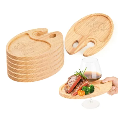 Mini Charcuterie Boards Cocktail Plate Wine Appetizer Plates Acacia Wood Cheese Board With Wine Glass Holder