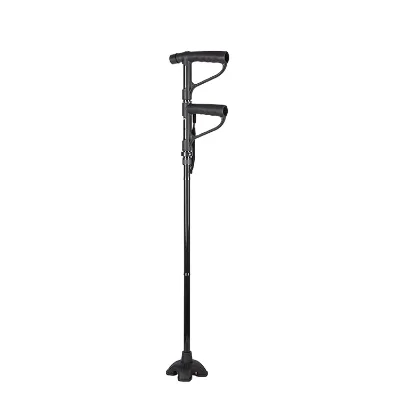 Customized Logo and Color Sturdy Two-Handle Folding Get up Walking Stick With Light