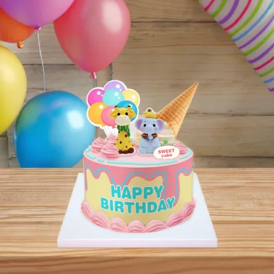 Halal Animal Shaped Birthday Cake Decoration Theme Jungle Elephant Baby Shower Cake Decoration