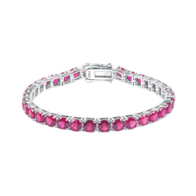Custom Fine Women Men Engagement Hip Hop Bracelet En Argent Hommes Lab Garnet 925 Sterling Silver Tennis Bracelet Charm Chain