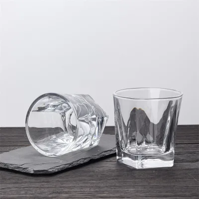 9.5oz Geometric Base Glass Cup Clear Bar Spirit Tumbler Pentagon Whisky Rocks Glasses