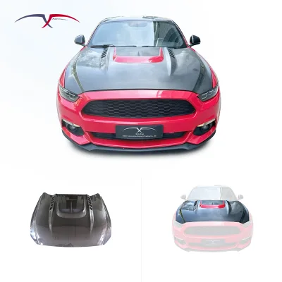 For Ford Mustang Upgrade FYB Style Carbon Fiber Engine Hoods Bonnets Engine Cover Car Modification Body Kit 2015-2016