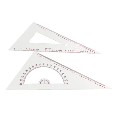 Big Size Wholesale 2pcs 35cm Transparent Plastic Digital Angle Geometry Ruler Set Custom Acrylic Triangle Ruler with Circles