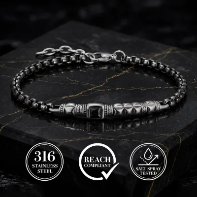 Xinyashang Retro Classic 316 Stainless Steel Box Chain Bracelet High Quality Men's Jewelry OEM ODM Custom Manufacturer Wholesale