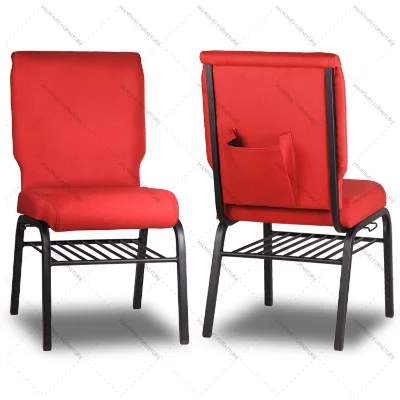Iron Frame With Good Quality Fabric Interlocking Church Chair