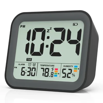 LCD Smart Electronic Desktop Table Desk LED Digital Alarm Clock with Weather Station